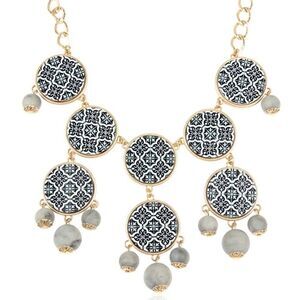 Gold and Natural Stone Boho Chunky Bubble Necklace